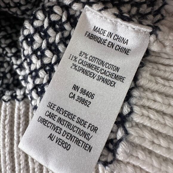 Theory Sweater Womens P Small Petites Cream Black Cotton Knit Crew Neck Pullover - Picture 7 of 10